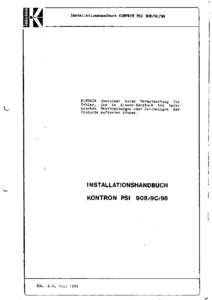 Installationahandbuch KOITHOI PSI 908/9C/98  KONTRON Fehler, nischen Produkte