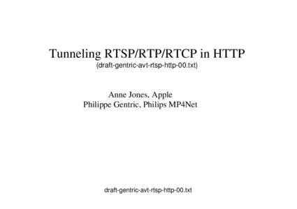 Real Time Streaming Protocol / Digital television / Internet television / Multimedia / Peer-to-peer computing / Peercasting / Streaming media / Transmission Control Protocol / RTP audio video profile / Computing / OSI protocols / Concurrent computing