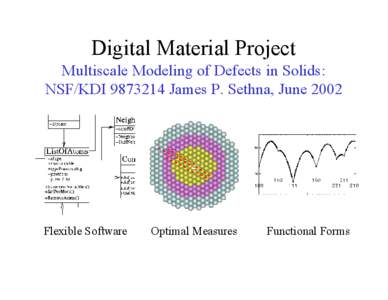 Digital Material Project Multiscale Modeling of Defects in Solids: NSF/KDI[removed]James P. Sethna, June 2002 Flexible Software