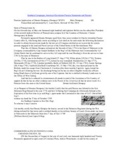 Southern Campaigns American Revolution Pension Statements and Rosters Pension Application of Dennis Dempsey (Dempsy) W3076 Mary Dempsey Transcribed and annotated by C. Leon Harris. Revised 10 Dec[removed]DE