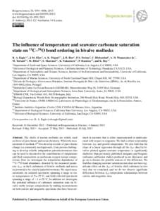 Mytilus / Chemistry / Paleothermometer / Proxy / M. edulis / Blue mussel / California mussel / Aragonite / Isotopes of carbon / Phyla / Protostome / Paleoclimatology