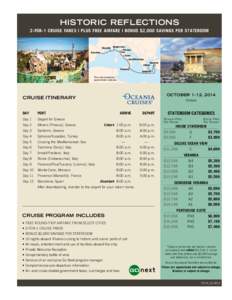 HISTORIC REFLECTIONS 2-FOR-1 CRUISE FARES | PLUS FREE AIRFARE | BONUS $2,000 SAVINGS PER STATEROOM Marseille Monte Carlo Florence Pisa