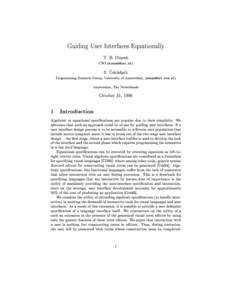 Guiding User Interfaces Equationally T. B. Dinesh CWI ()  S. Usk