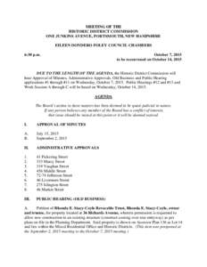 MEETING OF THE HISTORIC DISTRICT COMMISSION ONE JUNKINS AVENUE, PORTSMOUTH, NEW HAMPSHIRE EILEEN DONDERO FOLEY COUNCIL CHAMBERS 6:30 p.m.