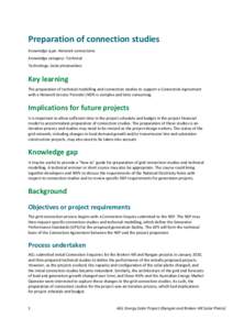 Preparation of connection studies Knowledge type: Network connections Knowledge category: Technical Technology: Solar photovoltaic  Key learning