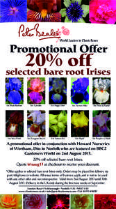 Promotional Offer  20% off selected bare root Irises Iris ‘Blue Rhythm’