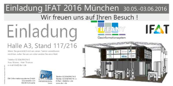 Einladung IFAT 2016 München2016 Wir freuen uns auf Ihren Besuch !