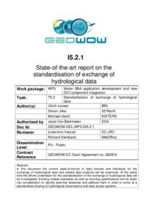 I5.2.1 State-of-the-art report on the standardisation of exchange of hydrological data Work package: WP5 Task: