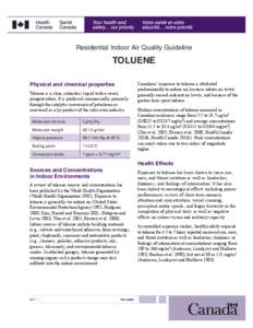 Residential Indoor Air Quality Guideline: Toluene
