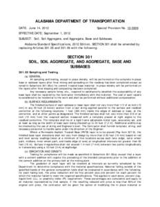 ALABAMA DEPARTMENT OF TRANSPORTATION DATE: June 14, 2012 Special Provision No[removed]EFFECTIVE DATE: September 1, 2012