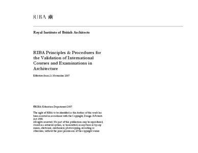 Royal Institute of British Architects  RIBA Principles & Procedures for