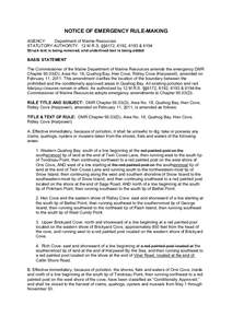 NOTICE OF EMERGENCY RULE-MAKING AGENCY: Department of Marine Resources STATUTORY AUTHORITY: 12 M.R.S. §§6172, 6192, 6193 & 6194 Struck text is being removed, and underlined text is being added