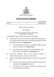 Northern Territory of Australia  Government Gazette ISSN-0157-833X  No. S72