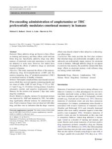 Psychopharmacology:515–529 DOIs00213ORIGINAL INVESTIGATION  Pre-encoding administration of amphetamine or THC