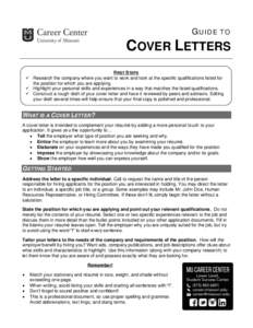 GUIDE  TO COVER LETTERS FIRST STEPS