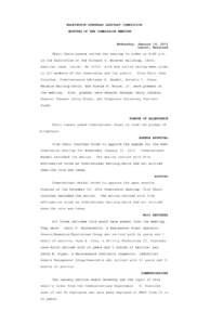 WASHINGTON SUBURBAN SANITARY COMMISSION MINUTES OF THE COMMISSION MEETING Wednesday, January 16, 2013 Laurel, Maryland Chair Chris Lawson called the meeting to order at 8:45 a.m.