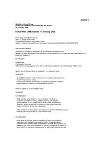 Annex 3 Southern Cross Group Primary Submission to Citizenship Bill Inquiry 20 JanuaryE-mail from DIMIA dated 11 January 2006