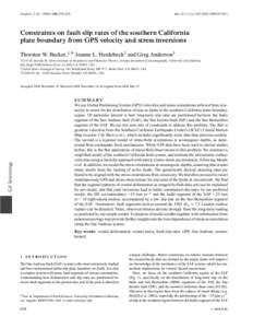 Geophys. J. Int, 634–650  doi: j.1365-246Xx Constraints on fault slip rates of the southern California plate boundary from GPS velocity and stress inversions