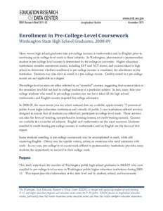 Enrollment in Pre-College-Level Coursework, Washington State High School Graduates, [removed]