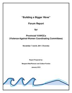 “Building a Bigger Wave” Forum Report for Provincial VAWCCs (Violence-Against-Women Coordinating Committees)