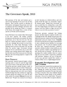nga paper The Governors Speak, 2013 Most governors of the states and territories give a