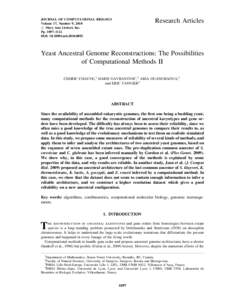 Research Articles  JOURNAL OF COMPUTATIONAL BIOLOGY Volume 17, Number 9, 2010 # Mary Ann Liebert, Inc. Pp. 1097–1112
