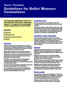 Voters’ Pamphlet  Guidelines for Ballot Measure Committees 2012 Edition