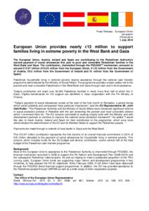 Press Release - European Union Jerusalem PR[removed]July[removed]European Union provides nearly €13 million to support