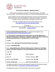 BLS Contract Collection – Metadata Header This contract is provided by the Martin P. Catherwood Library, ILR School, Cornell University. The information provided is for noncommercial educational use only. Some variatio