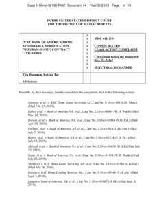 Case 1:10-md[removed]RWZ Document 14  Filed[removed]Page 1 of 111 IN THE UNITED STATES DISTRICT COURT FOR THE DISTRICT OF MASSACHUSETTS