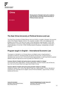 China Study period in Shanghai during the academic year[removed]at the East China University of Political Science and Law[removed]