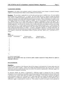 SOP for the Single Laboratory Validation of Qualitative Analytical Methods