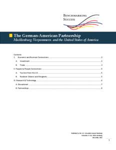 The German-American Partnership  Mecklenburg-Vorpommern and the United States of America Contents 1. Economic and Business Connections .....................................................................................