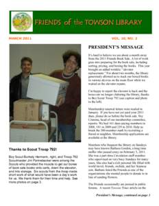 BCPL Friends of the Towson Library - March 2011 Newsletter