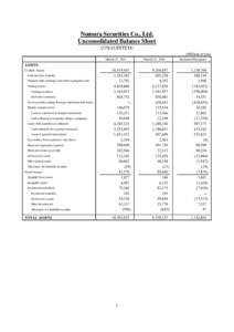 Nomura Securities Co., Ltd. Unconsolidated Balance Sheet (UNAUDITED) (Millions of yen) March 31, 2011