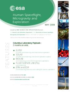 European Technology Exposure Facility / Columbus / Solar Monitoring Observatory / International Space Station / STS-122 / Space station / NASA / Biolab / IMPACT / Spaceflight / Columbus laboratory / European Space Agency