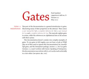 Gates Gates : a presentation Paul Isambert [removed]
