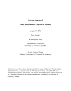 Economics / Economic development / Workforce development / Unemployment / Workforce Investment Act / Social Security / Trade Adjustment Assistance / Labour economics / Job Training Partnership Act / Social programs / Socioeconomics / Government