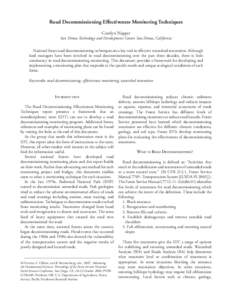 Road Decommissioning Effectiveness Monitoring Techniques Carolyn Napper San Dimas Technology and Development Center, San Dimas, California National forest road decommissioning techniques are a key tool in effective water