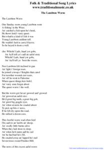 Folk & Traditional Song Lyrics - The Lambton Worm