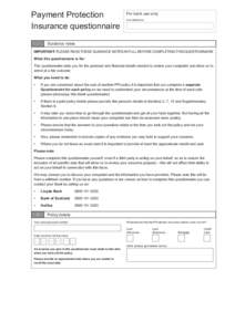 CLEAR ALL FIELDS  Payment Protection Insurance questionnaire  SAVE FORM