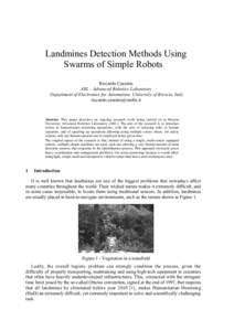 Landmines Detection Methods Using Swarms of Simple Robots Riccardo Cassinis ARL - Advanced Robotics Laboratory Department of Electronics for Automation, University of Brescia, Italy [removed]