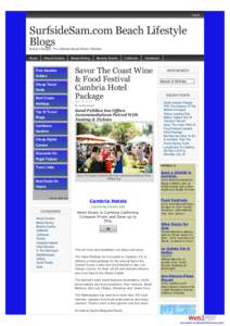 Savor The Coast Wine & Food Festival Cambria Hotel Package | SurfsideSam.com Beach Lifestyle Blogs