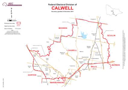Boundary map of the division of Calwell after the 2010 redistribution