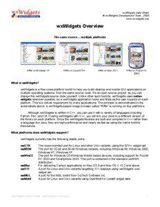 wxWidgets Data Sheet © wxWidgets Development Team, 2005 www.wxwidgets.org