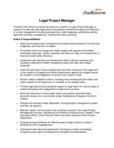 Business / Legal matter management / Project manager / Document review / Legal project management / Finance / Project controller / Project management / Management / Law