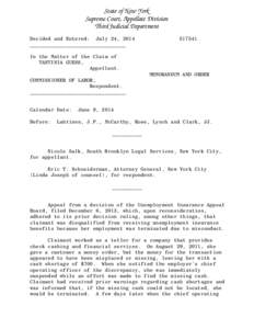 State of New York Supreme Court, Appellate Division Third Judicial Department Decided and Entered: July 24, 2014 ________________________________