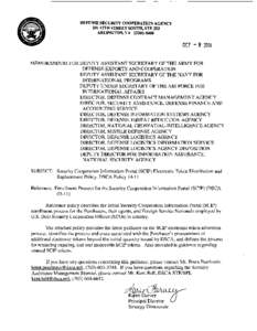 DEFENSE SECURITY COOPERATION AGENCY 201 12m STREET SOUTH, STE 203 ARLINGTON, VA[removed]OCT[removed]MEMORANDUM FOR DEPUTY ASSISTANT SECRETARY OF THE ARMY FOR