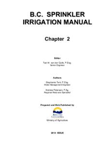 B.C. SPRINKLER IRRIGATION MANUAL Chapter 2 Editor Ted W. van der Gulik, P.Eng.