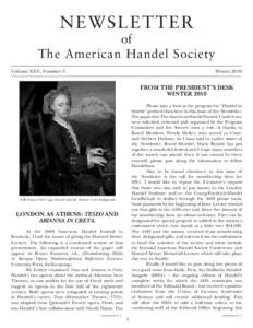 N EW SL E T T E R  of The American Handel Society Volume XXV, Number 3